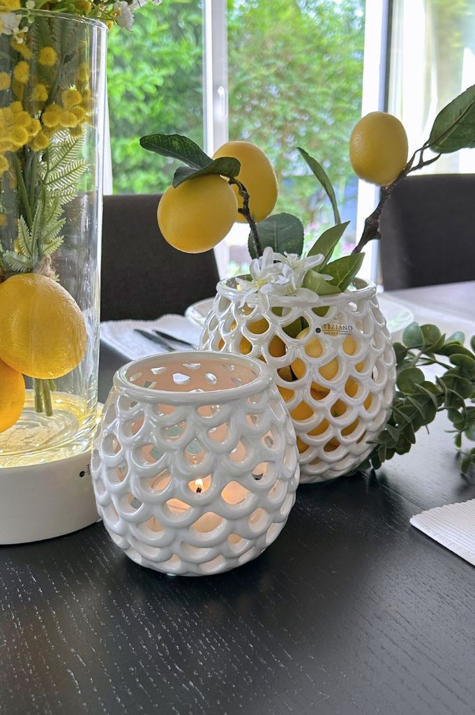 Tischlicht Pitello weiß creme perlmutt
