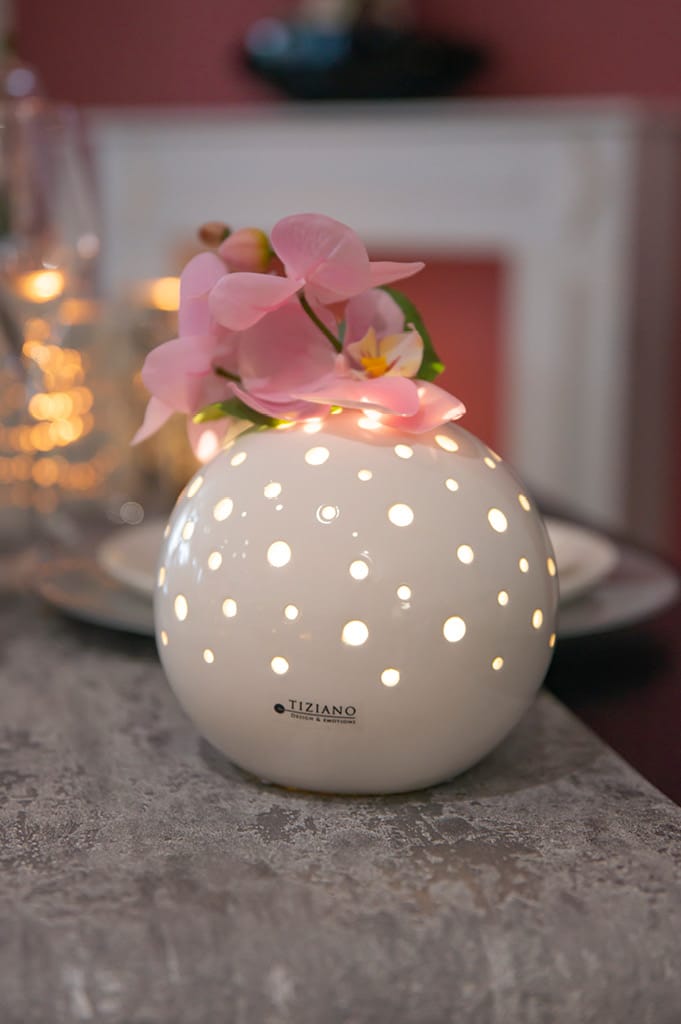 Lichtkugel Padova mit Orchidee rosa-gelb