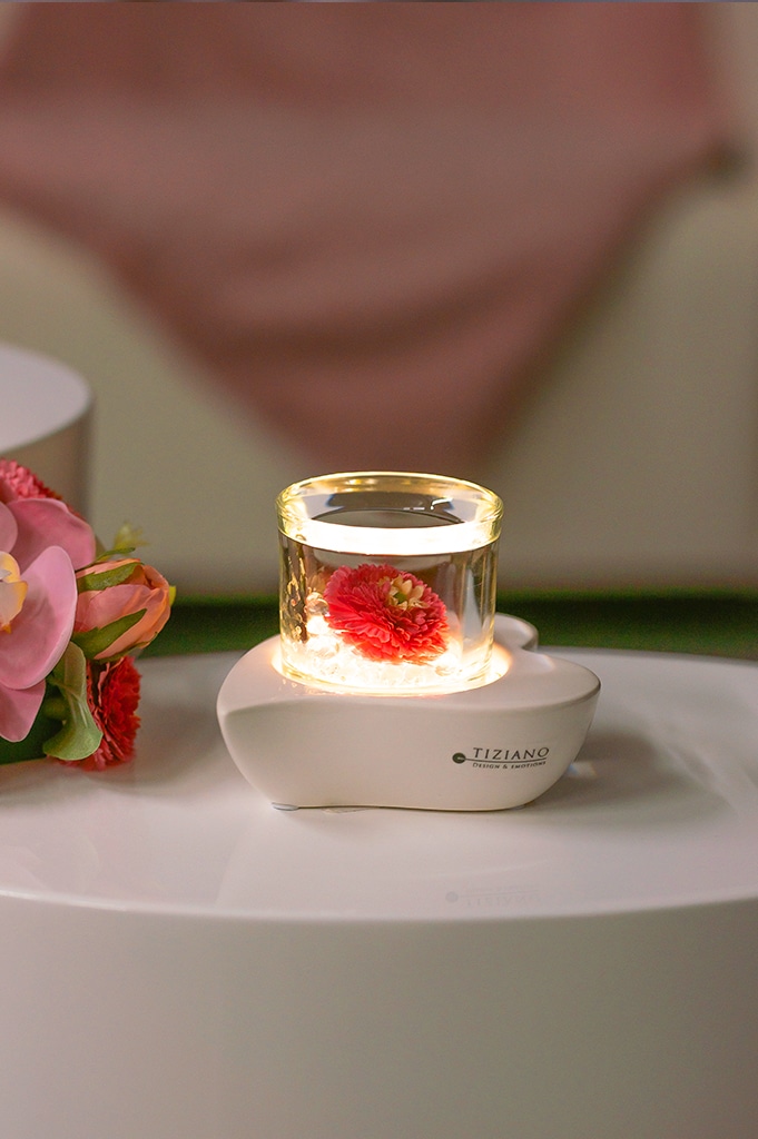 Windlicht Giore LED weiß-creme