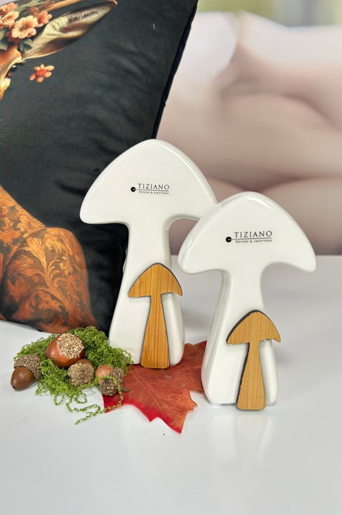 Pilz Boreal mit Holz creme-weiß