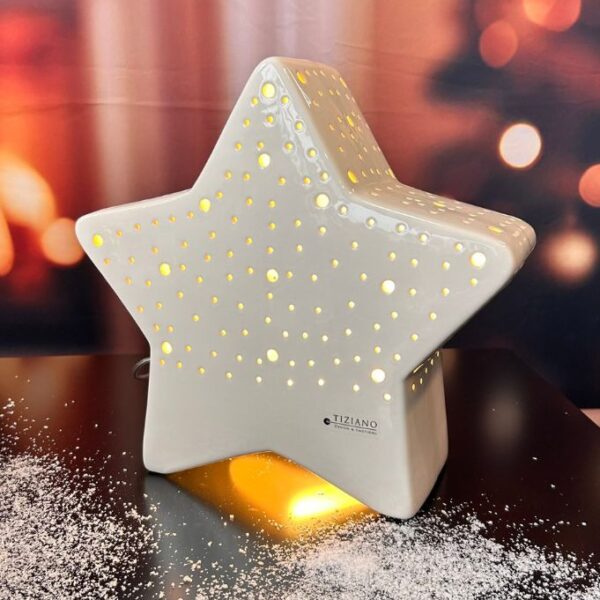 Lampe Cometa mit Löchern 31cm creme-weiß