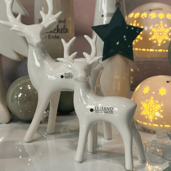 Deko Hirsch Riola creme-weiß