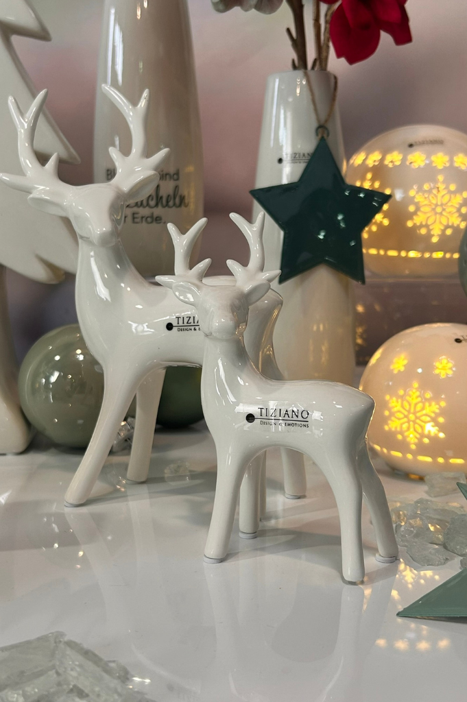Deko Hirsch Riola creme-weiß