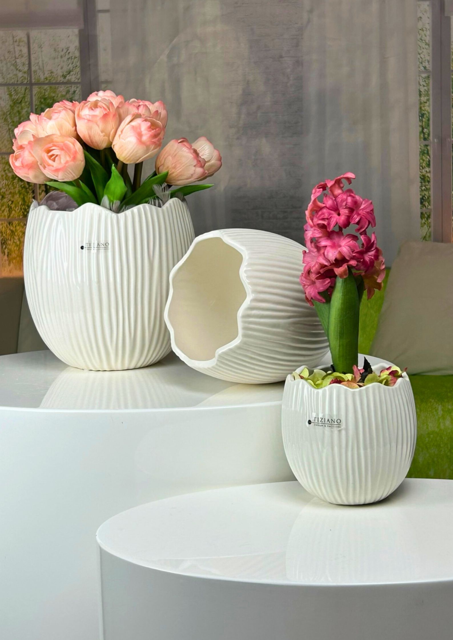 Sepia creme-weiss Kübel