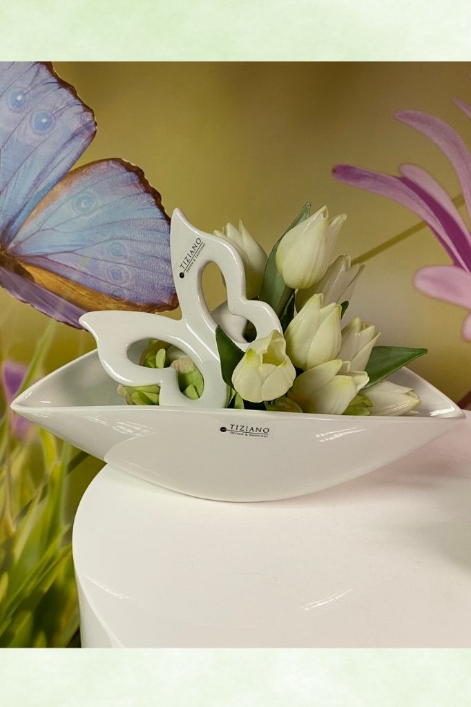Dekoset Pisello mit Tulpen und Schmetterling Lilia