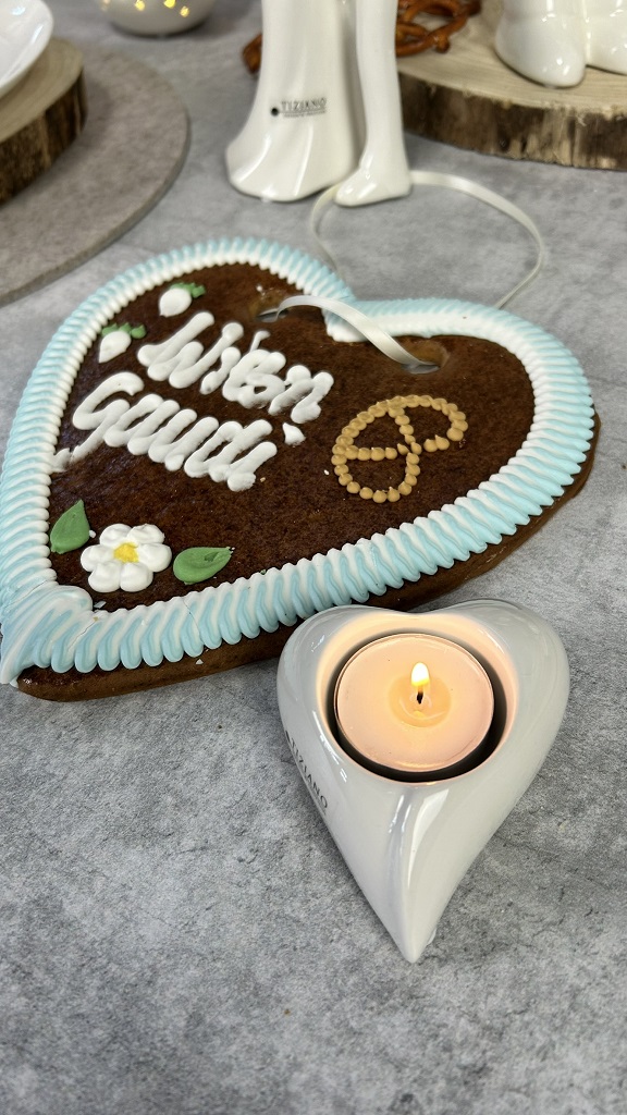 Teelicht Herz Belvina 9,5cm creme-weiß