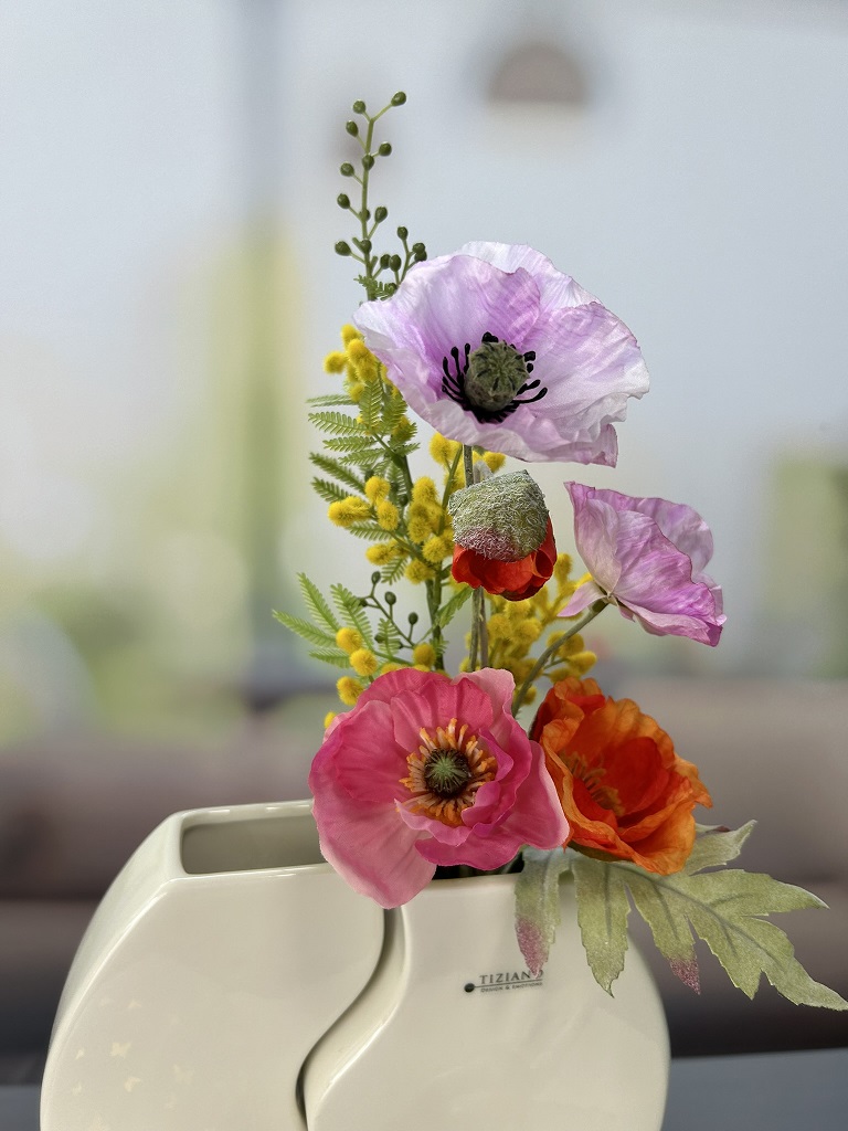 Dekobox Vase Doppio mit Blumenstrauß und LED Kugel – Bild 2