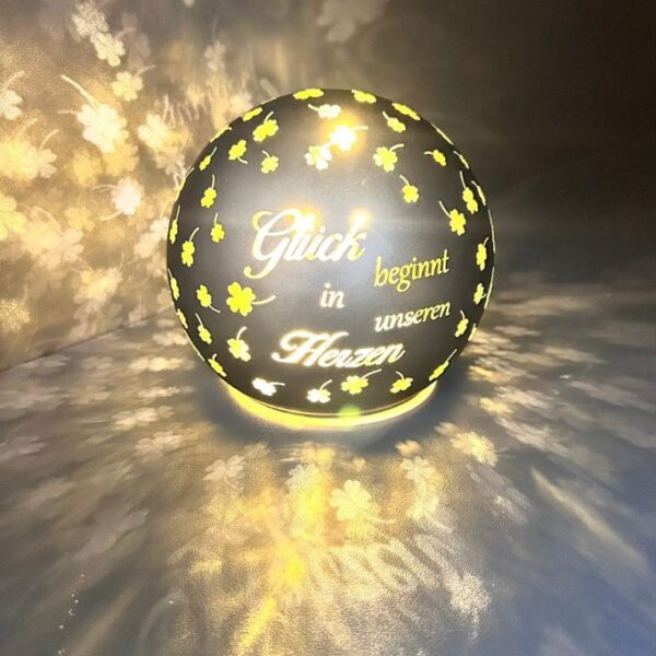 Lichtkugel Aurora "Glück beginnt" 10cm anthrazit