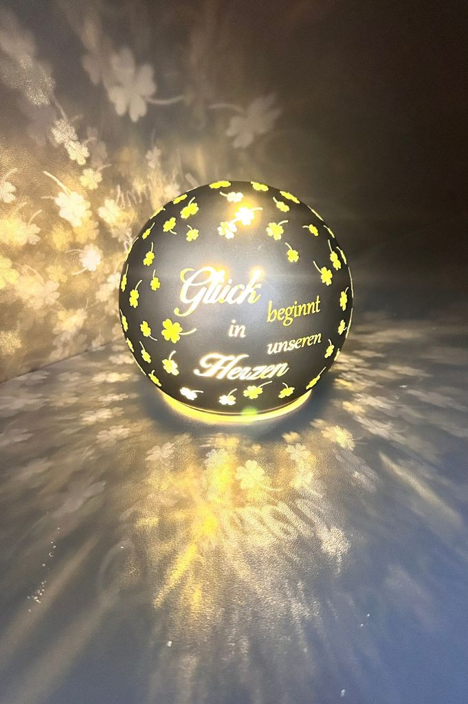 Lichtkugel Aurora "Glück beginnt" 10cm anthrazit
