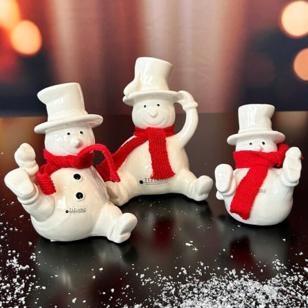 3er Set Schneemann Carlo mit rotem Schal
