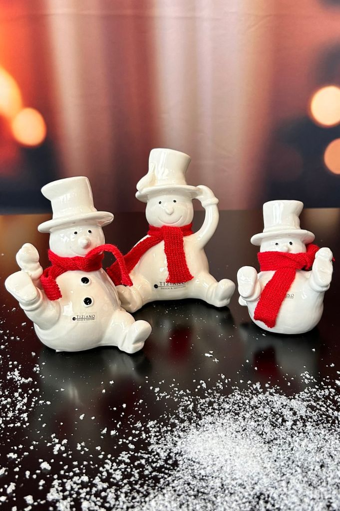 3er Set Schneemann Carlo mit rotem Schal