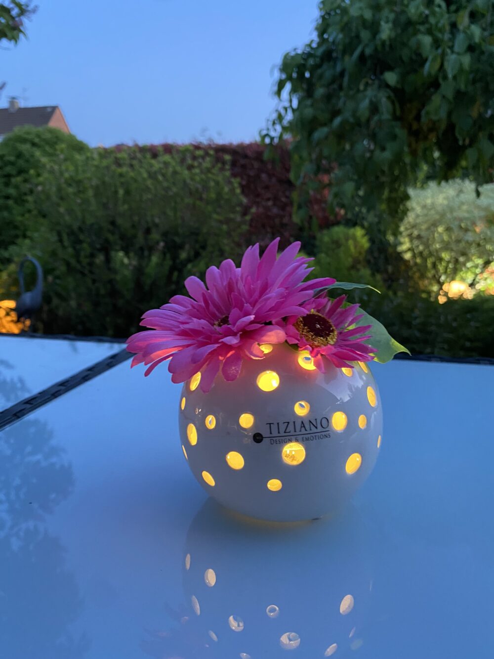 Windlicht Laterna creme mit Klarglas