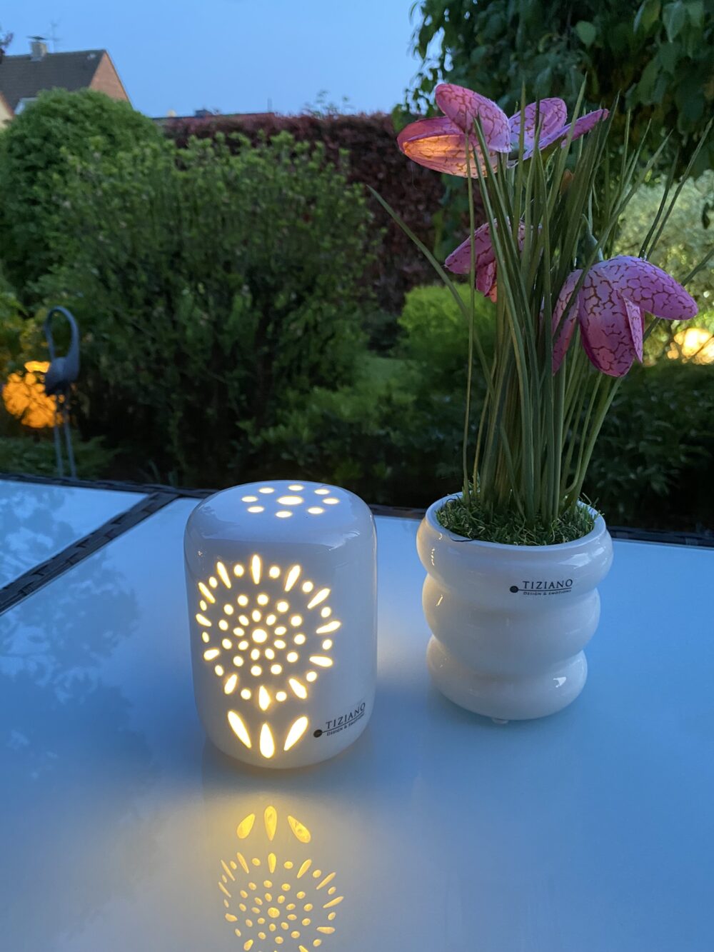 Windlicht Laterna creme mit Klarglas – Bild 3