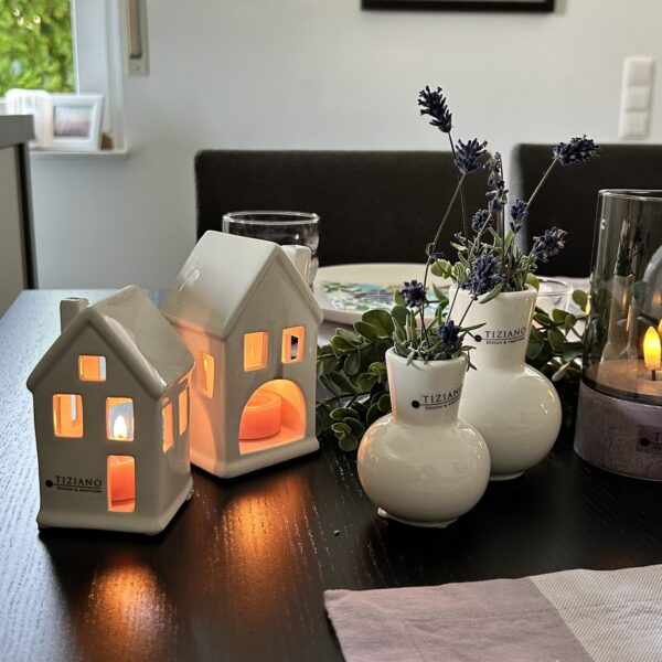 Teelichthaus Portofino creme-weiß
