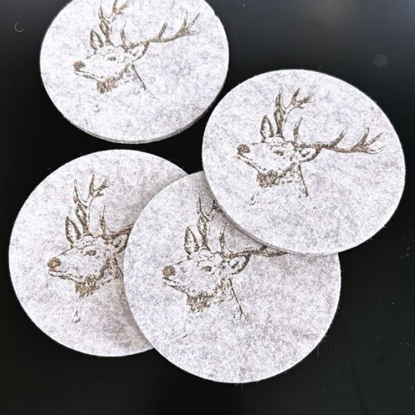 4er Set Untersetzer Hirsch creme