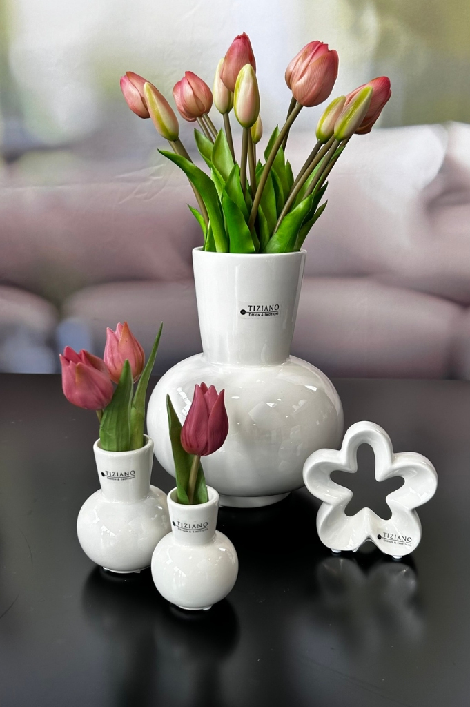 Vase Emporo creme-weiß