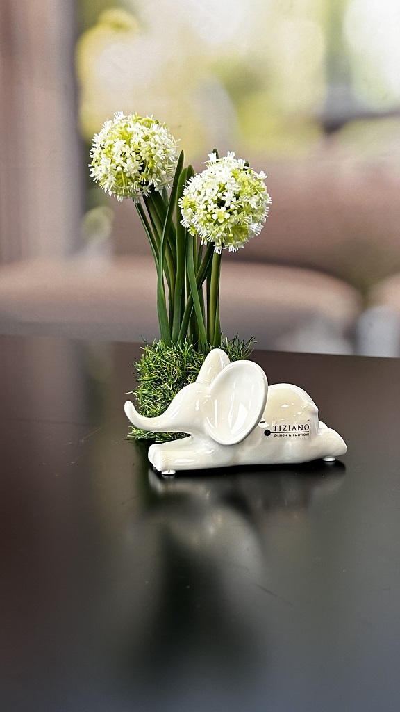 Deko Elefant Leon Mini Kopf runter creme-weiß – Bild 4