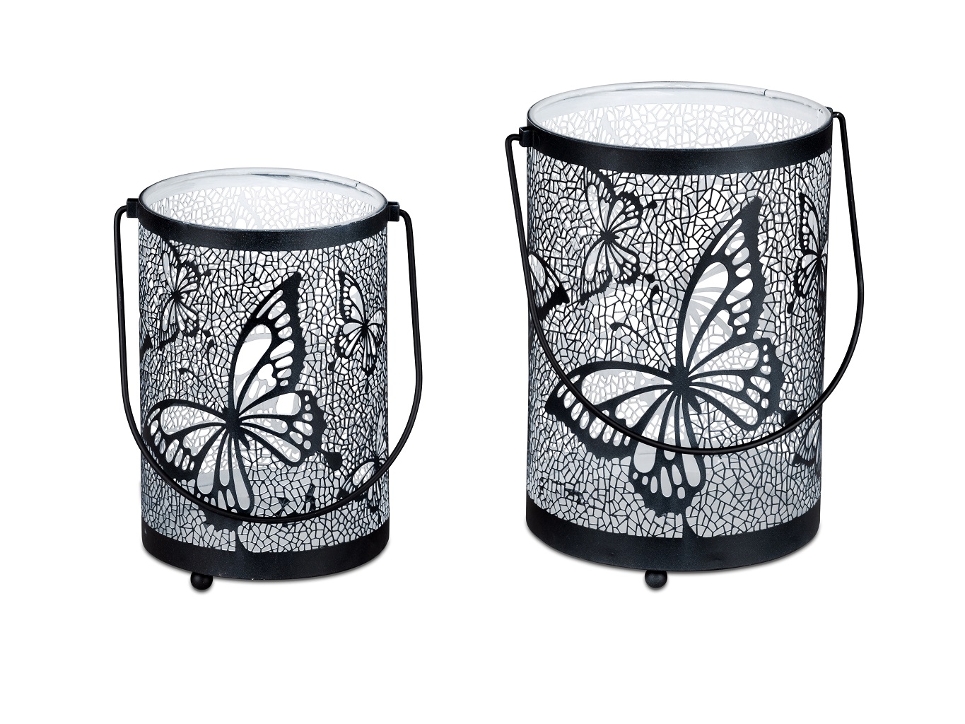 Windlicht schwarz+weiß Schmetterling – Bild 3