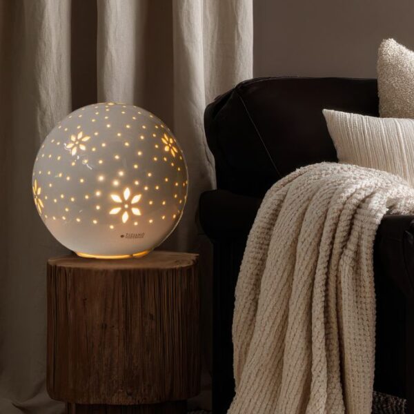 Lampe Tadino rund 25cm weiß-creme