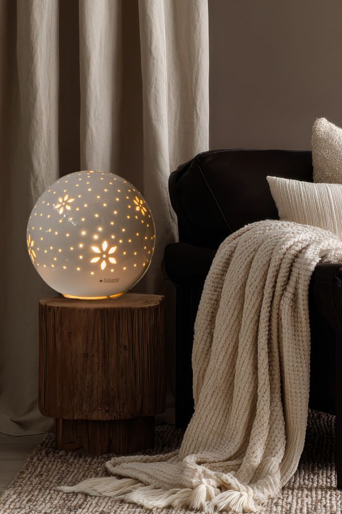 Lampe Tadino rund 25cm weiß-creme