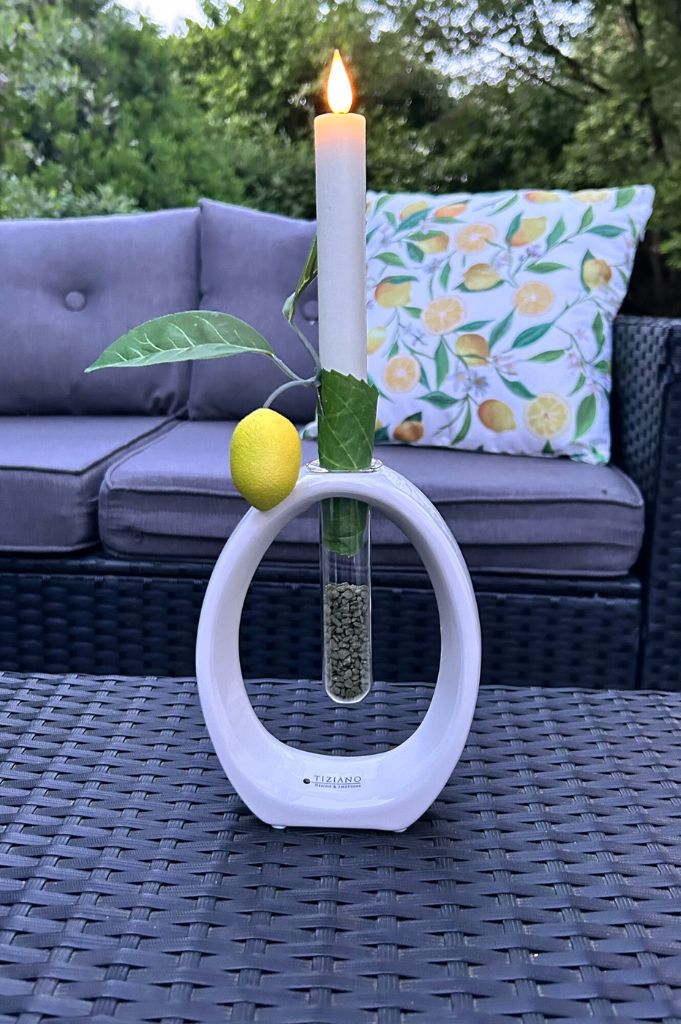 Vase Floreana Cortes creme-weiß mit Reagenzglas – Bild 3