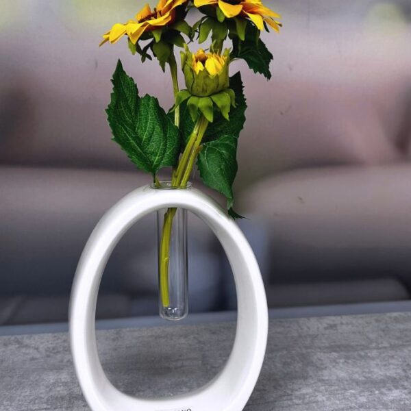 Vase Floreana Cortes creme-weiß mit Reagenzglas