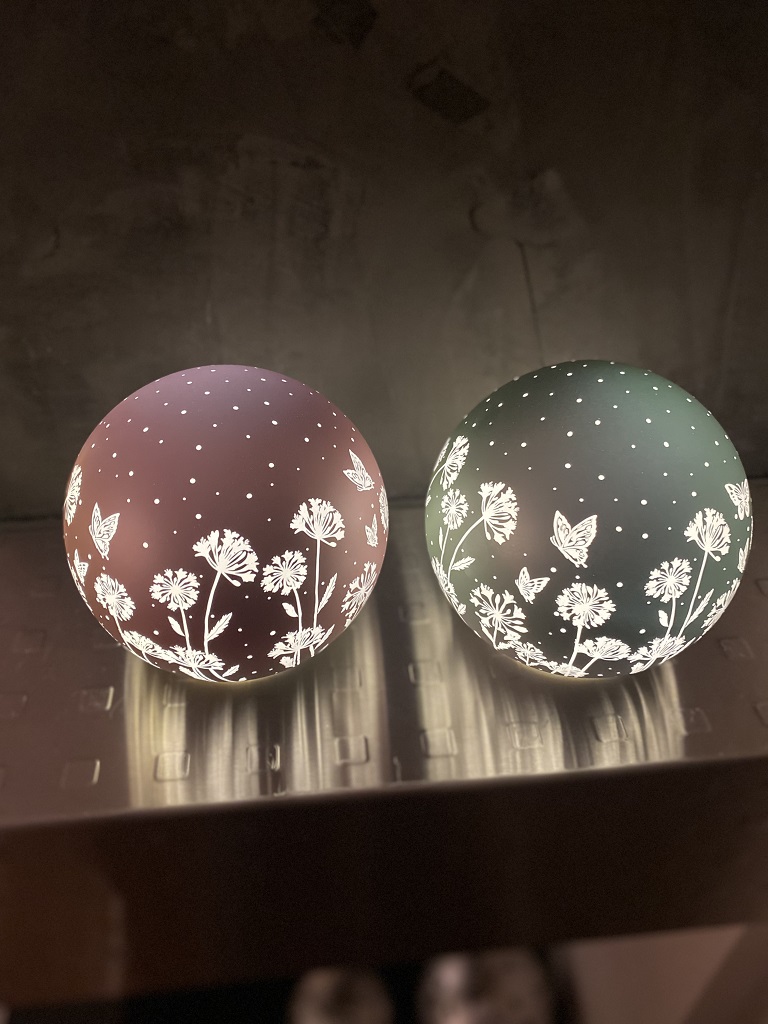 2er Set Lichtkugel mint & rosa 12cm