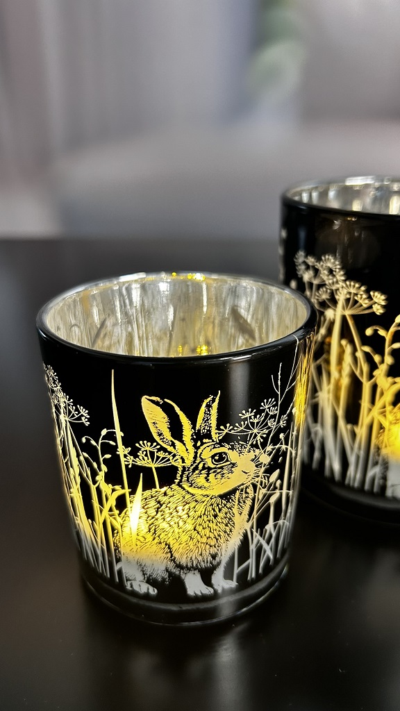 2er Set Glasteelicht Hase schwarz – Bild 2