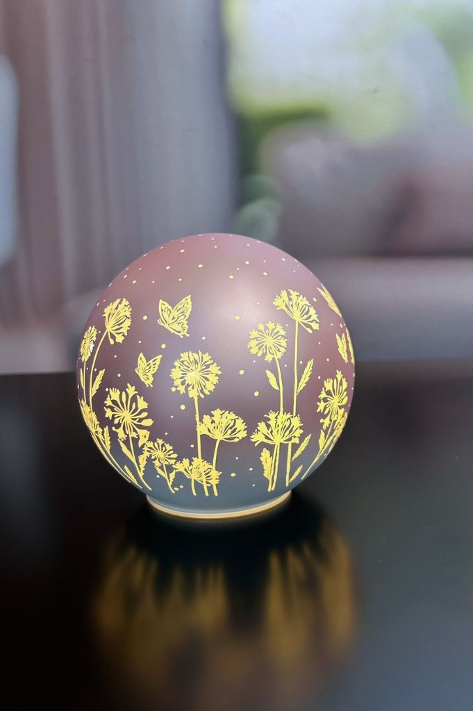 Dekoset Glasvase Collina mit LED Kugel rosa matt – Bild 3