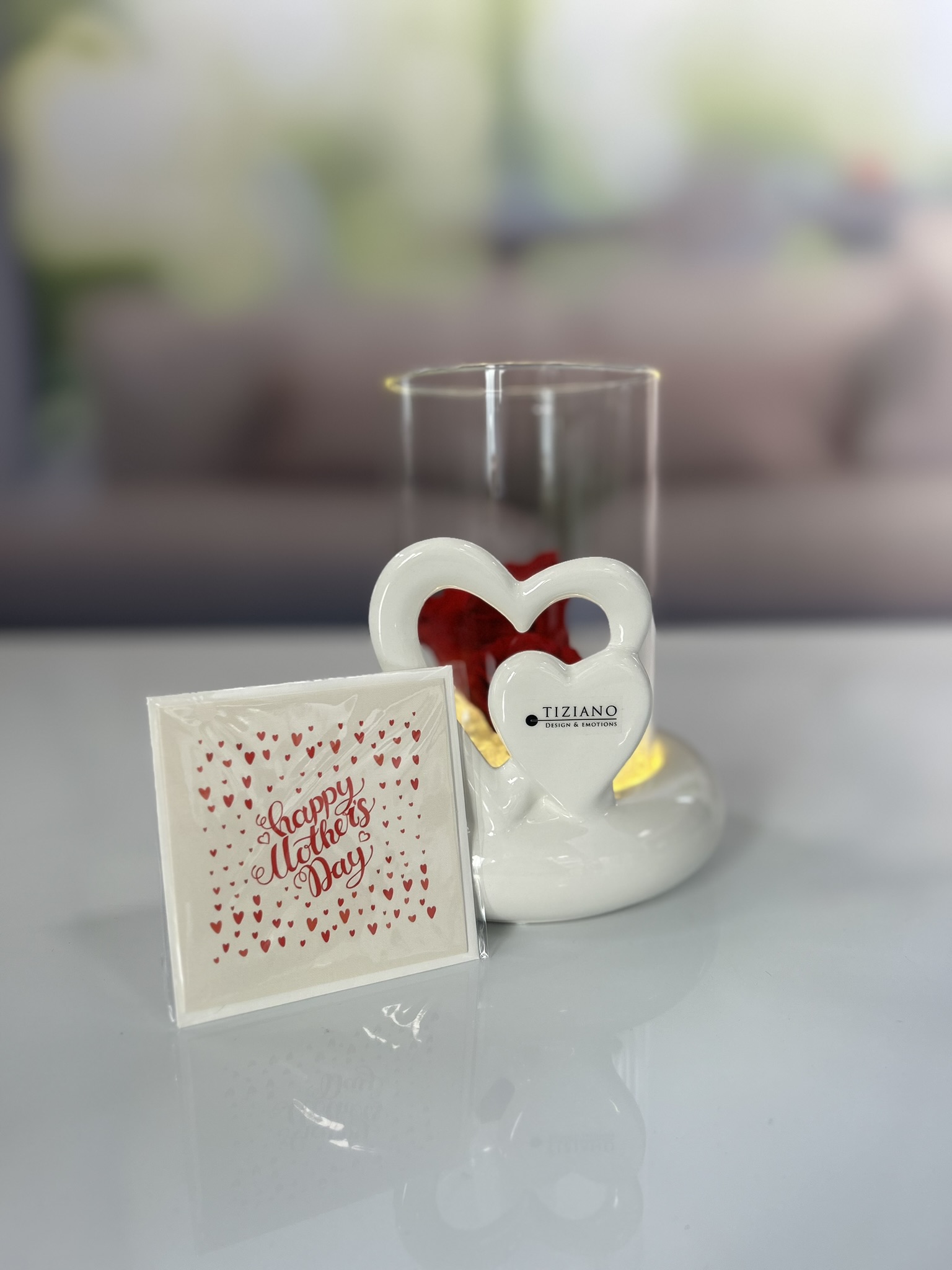Dekoset Windlicht Venezia Herz+Infinity Rose rot – Bild 3