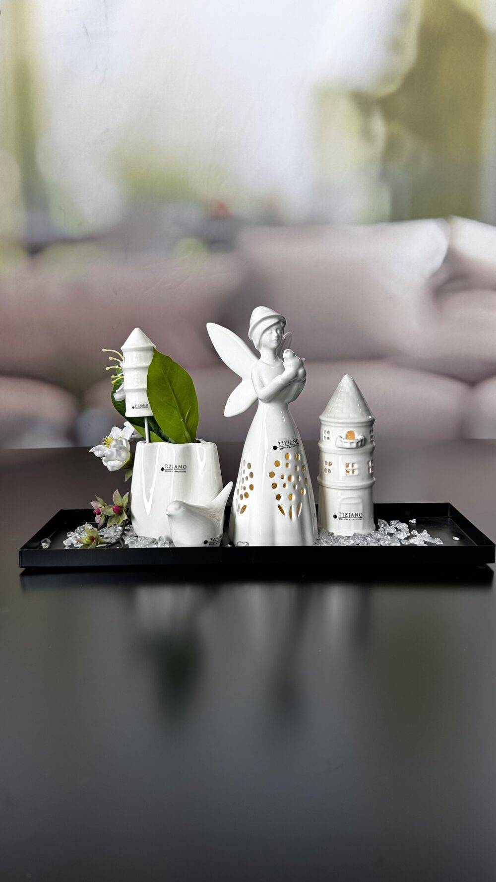 Dekoset Metallschale Legri+Vase Tosca mit Jasmin+Fee Aria
