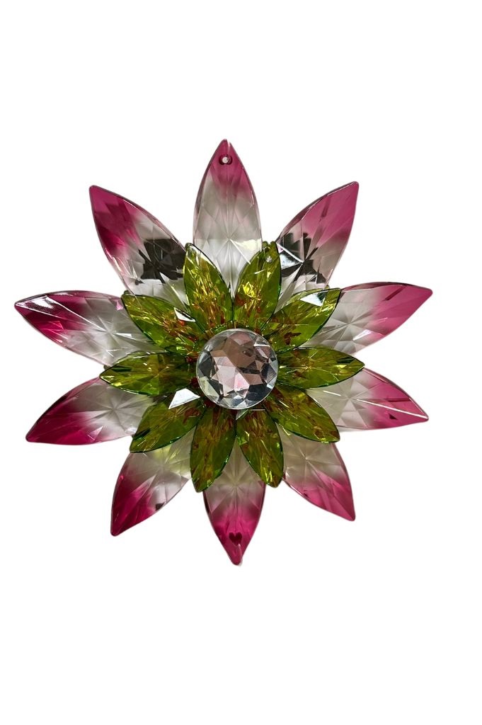 Girlande Blumen aus Acryl grün und rot