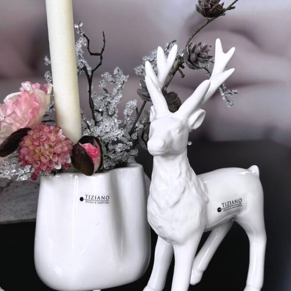 Deko Hirsch Robin stehend creme