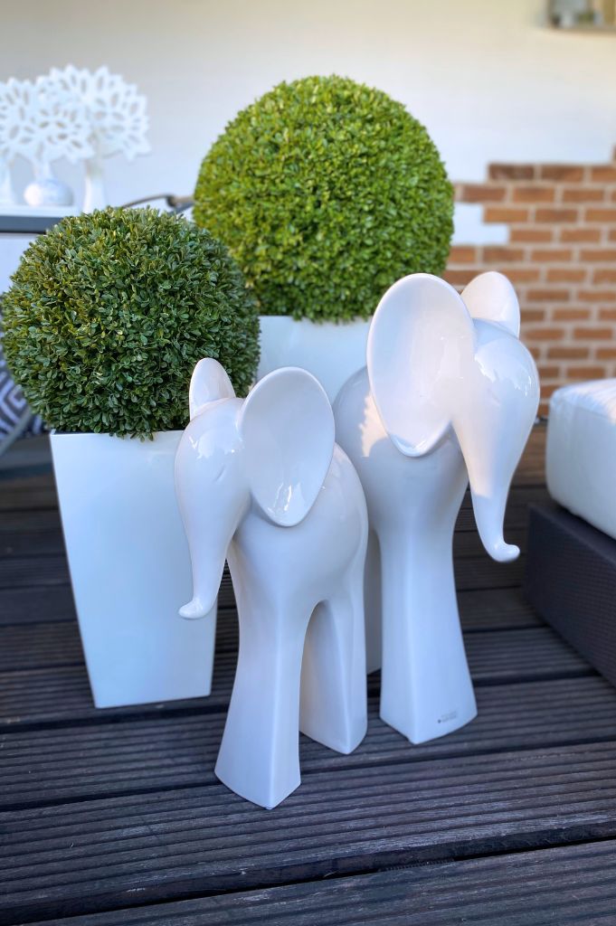 Dekoelefant Aron weiß-creme groß