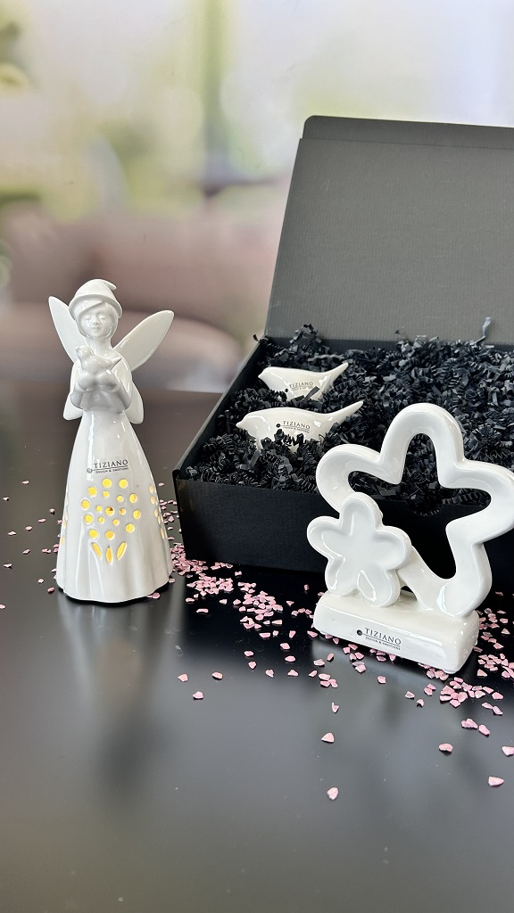 Geschenkbox LED Fee Aria mit Doppelblume Alisa und Vögeln
