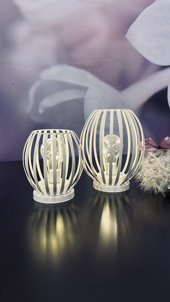Lampe Glitter LED creme-weiß