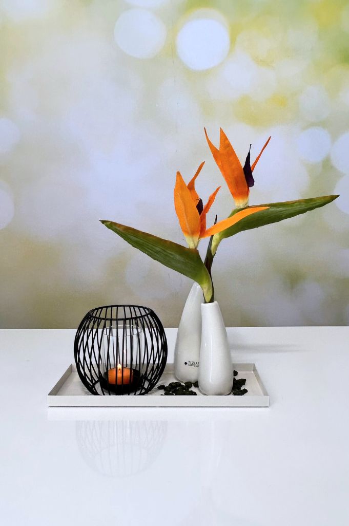 Dekoset Tablett Legri creme mit Dusk und Vasen