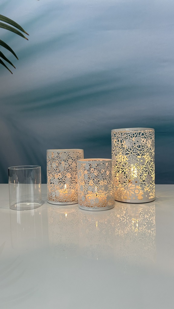 Metalllicht Fiori creme-weiß