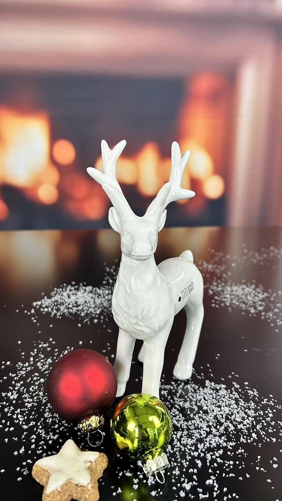 Deko Hirsch Robin stehend creme