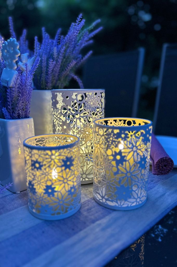 Metalllicht Fiori creme-weiß