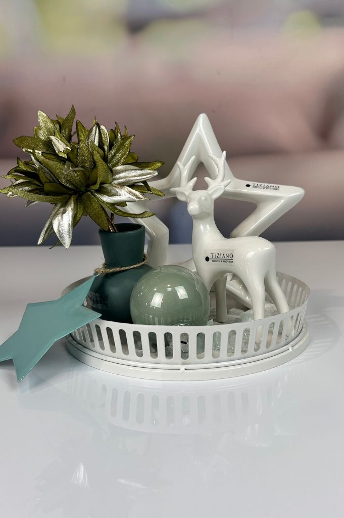 Metallschale Canneto rund creme-weiß