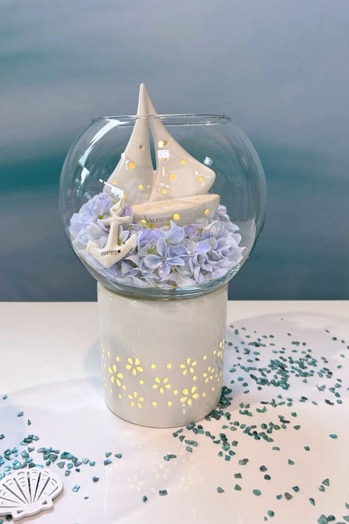 Windlicht Vittoria LED creme-weiß mit Klarglas – Bild 3