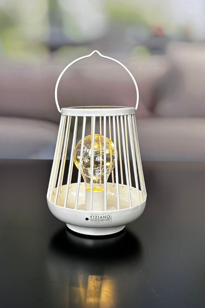 Metall-Licht Porte LED 15,5 cm creme-weiß