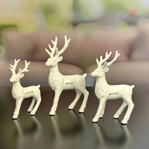 Deko Hirsch Robin stehend creme