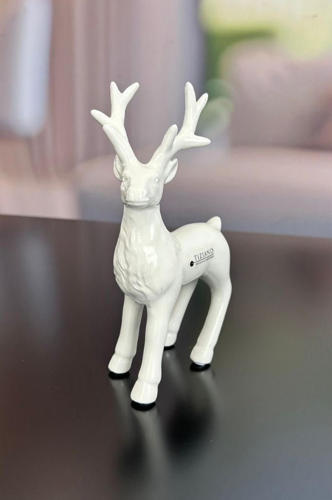 Deko Hirsch Robin stehend creme – Bild 3