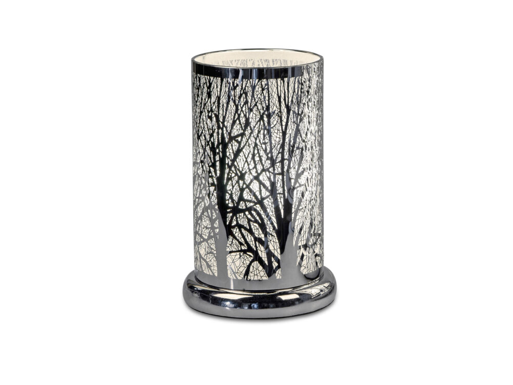Deko Lampe rund Touch Baum modern 24cm silber
