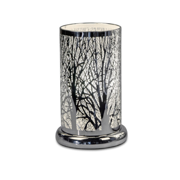 Deko Lampe rund Touch Baum modern 24cm silber