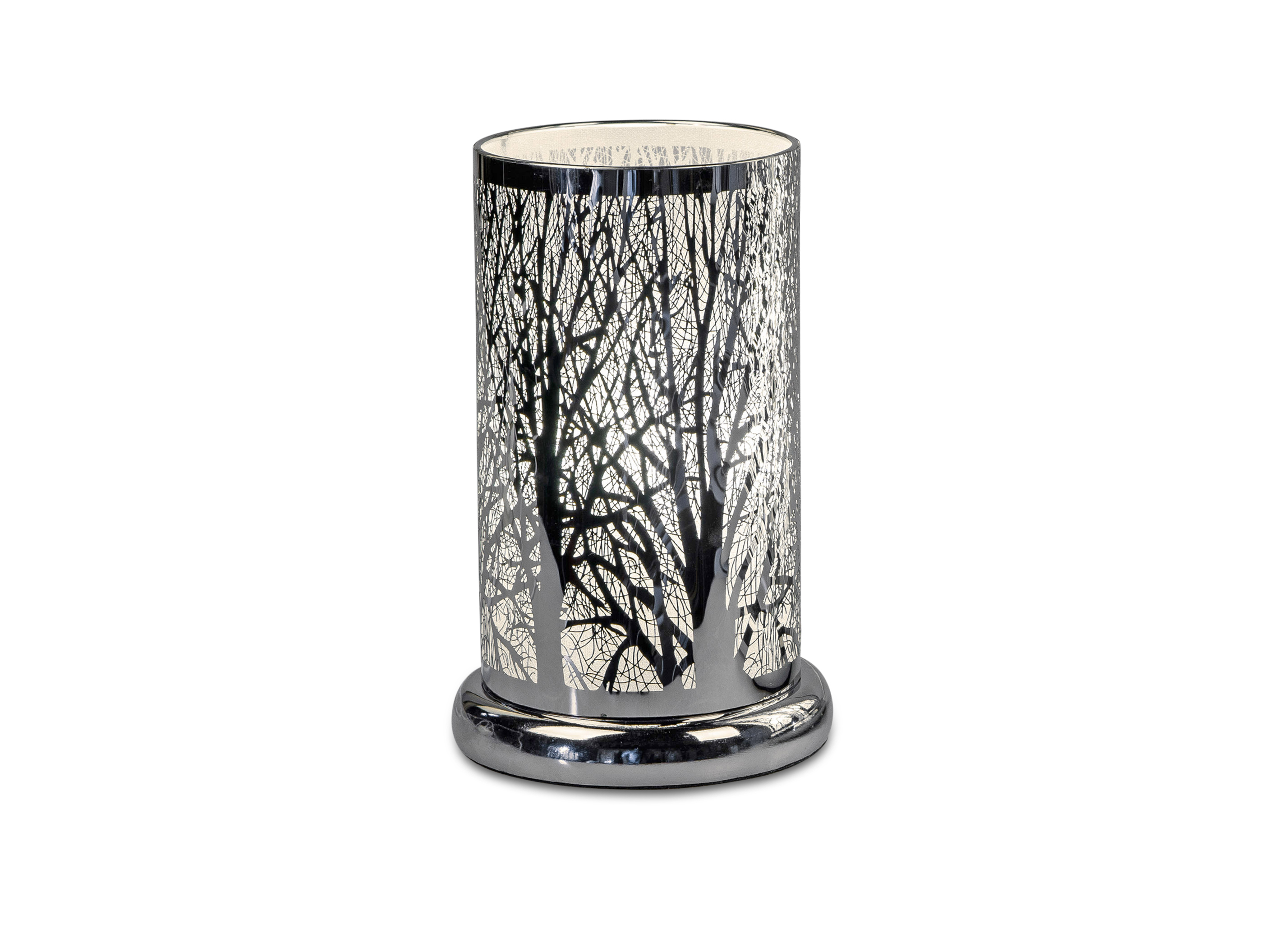 Deko Lampe rund Touch Baum modern 24cm silber