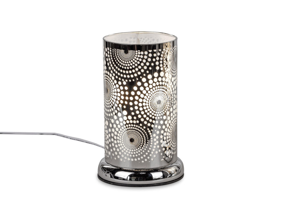 Deko Lampe rund Touch Punkte 24cm silber