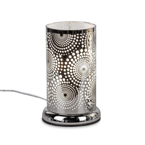 Deko Lampe rund Touch Punkte 24cm silber